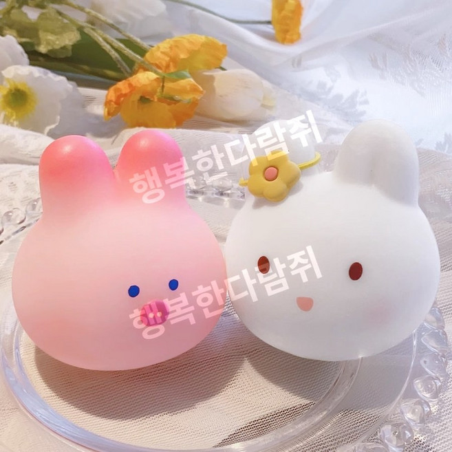 스트레스볼 말랭이 촉감놀이 말랑이 스쿼시 젤리볼 주물럭 모찌, 1개, 사쿠라돼지+흰토끼, 10cm