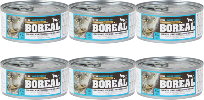 보레알 고양이 습식캔 주식캔 습식사료, 닭+연어+오리, 156g, 6개