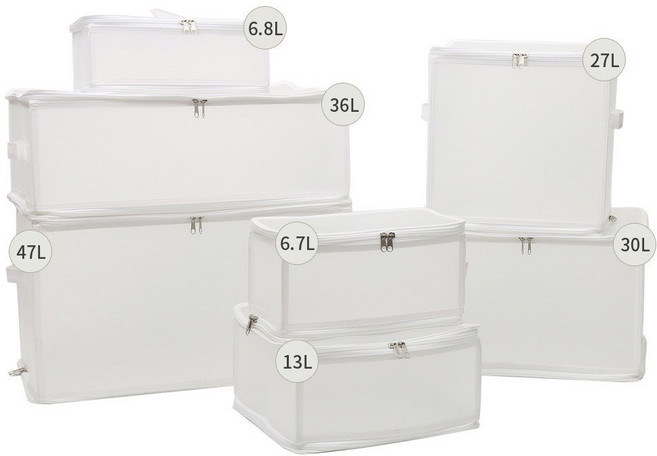 손잡이가 달린 접이식 투명 보관함 속옷 의류 가정 옷장 침실 정리함 1pc, 06 White 6.8L