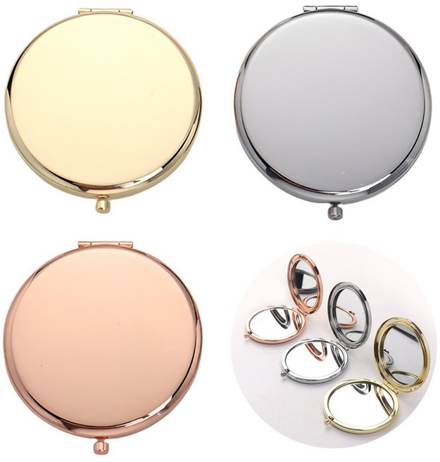도나토르 고급 원형 메탈 손거울 휴대용 거울, 1개, 골드