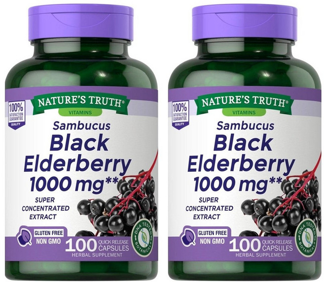 Nature's Truth 네이처스트루스 삼부커스 블랙 엘더베리 추출물 1000mg 100정 2팩