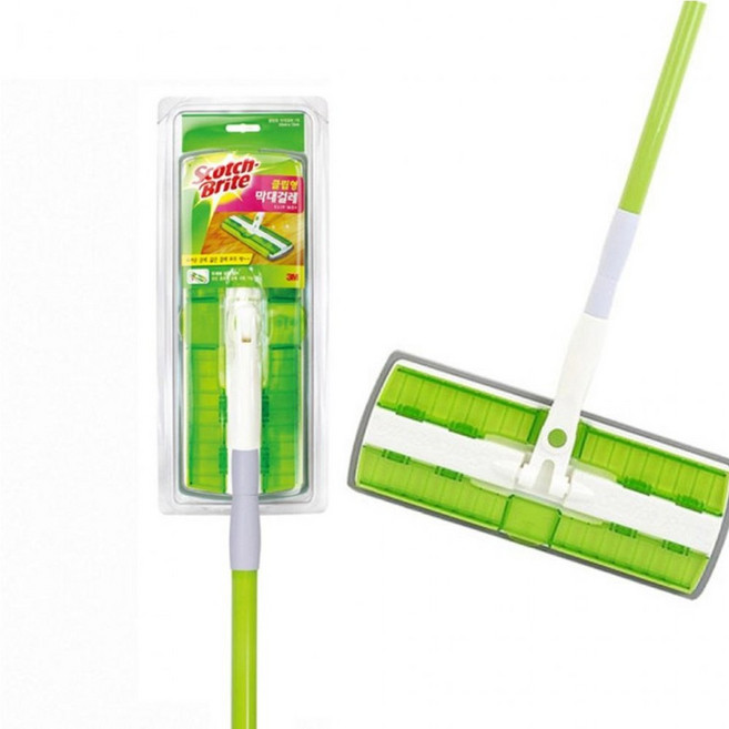 3M 막대걸레 클립형 밀대 35cm 대형-회전 고무 엠보싱 길이조절 호환 (청소포 별도), 1개