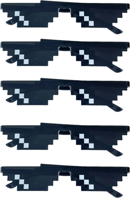 유니로브 픽셀선글라스 5종 세트 마크 안경, 5개, 블랙