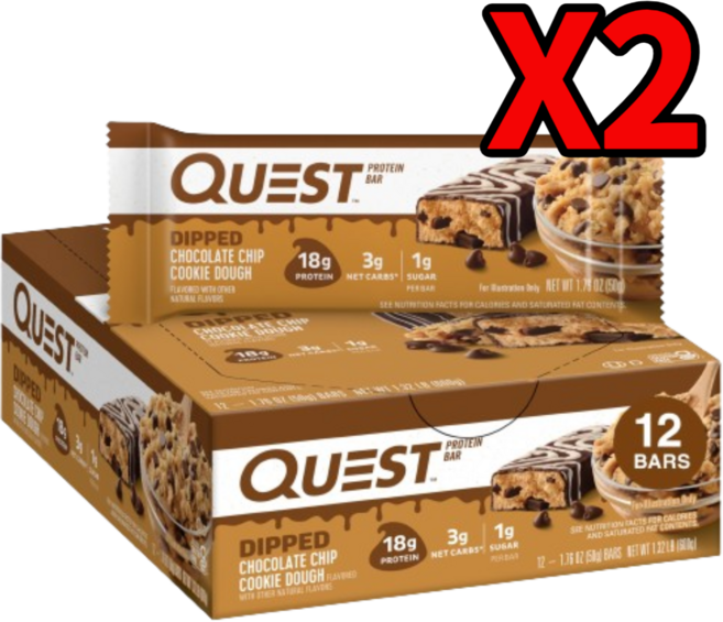 [Quest Nutrition] 프로틴 바 초콜릿 칩 쿠키 도우 (12 개입) 2 박스, 720g