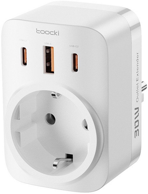 Toocki 툭키 Gan 접지 멀티 콘센트 3포트 PD 30w 고속충전 멀티탭, 1개, 화이트