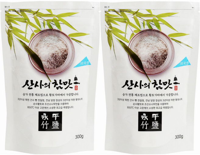 산사의참맛 세번구운 3회 죽염 소금 분말, 2개, 300g
