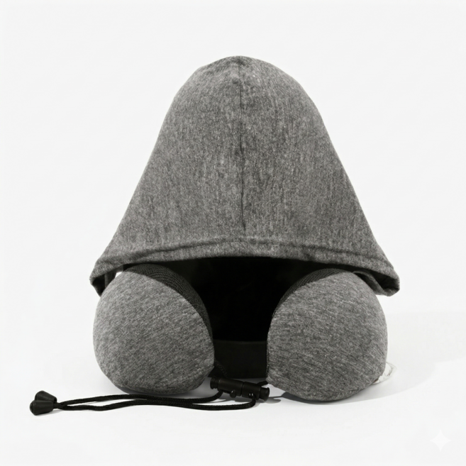 후드가 달린 U형 목베개 휴대용 메모리 폼 여행 베개 비행기 및 차량용