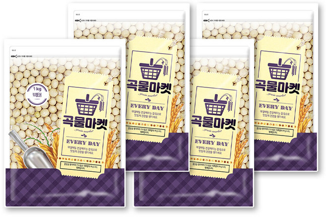 [더프레시] 곡물마켓 국내산 백태 1kg x 4, 4개