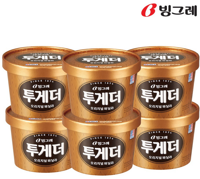 빙그레 투게더 바닐라 홈 한박스 아이스크림, 900ml, 6개