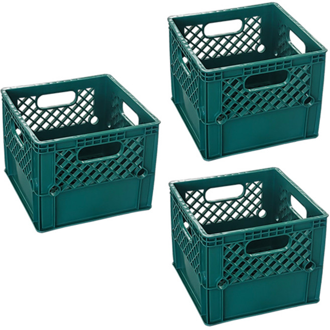 뉴플라스틱 플라스틱 우유상자2호 밀크박스 감성 캠핑 운반 수납 바구니 3개 1세트, 1개, 3단, 우유2호(녹색)