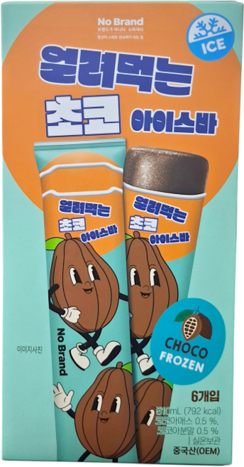 노브랜드 얼려먹는 초코 아이스바, 1개, 510ml