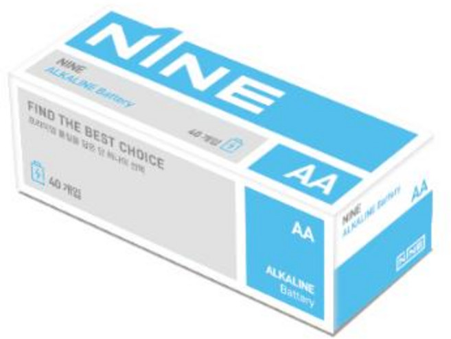 알카라인 건전지 AA 40개 NINE, 1개, 1세트