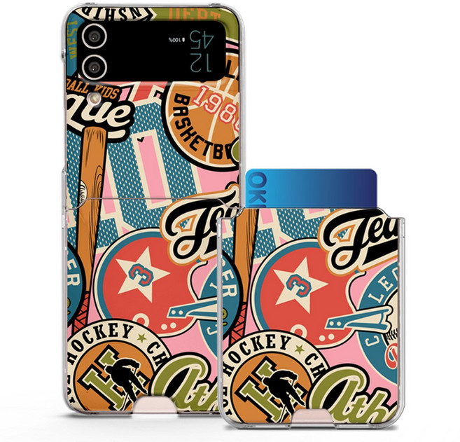 오킴즈 Z플립 카드케이스 카드수납 카드포켓 슬림 하드 1장 콜라주 감성 아트 디자인