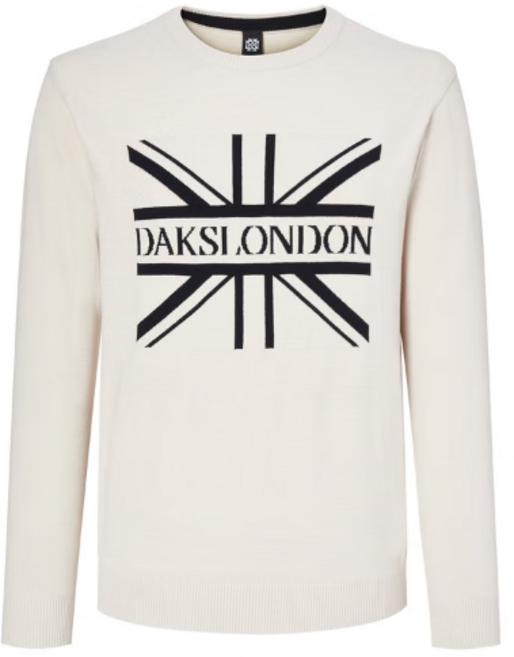 [닥스골프] 남성 베이지 유니언잭 로고 포인트 스웨터 DGSW2C605I1