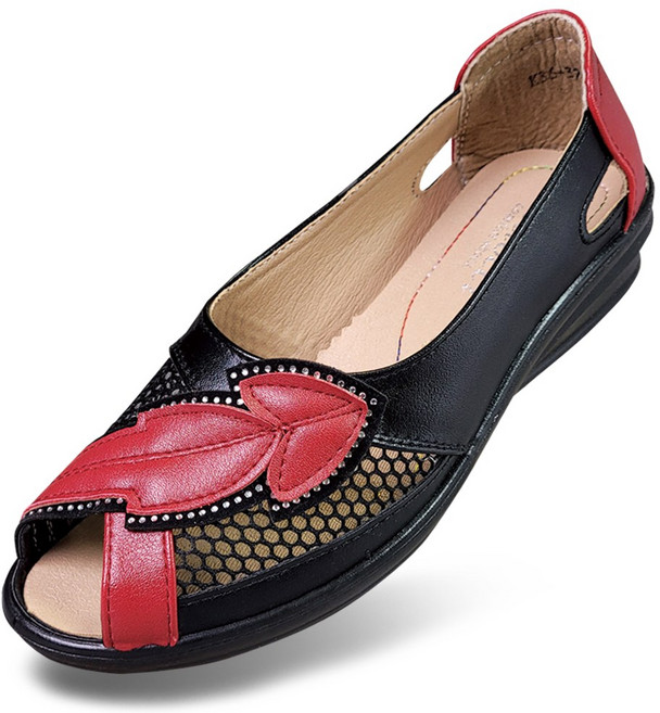 마마슈 S16F큐티S 여성 망사 메쉬 플렛 단화 큐빅 여름 경량 엄마 할머니