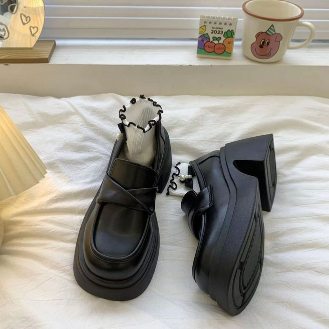 女皮鞋 鬆糕厚底樂福鞋 圓頭單鞋