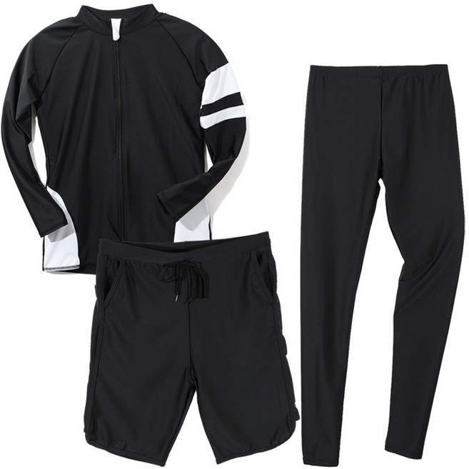 UPPERCUT 남성용 3종 래쉬가드 세트, 블랙+화이트