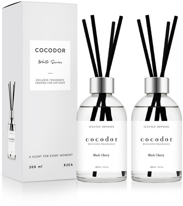 [1+1] 코코도르 퍼퓸디퓨저 200ml 2개입 3종 택1, 블랙체리 200ml 2개입