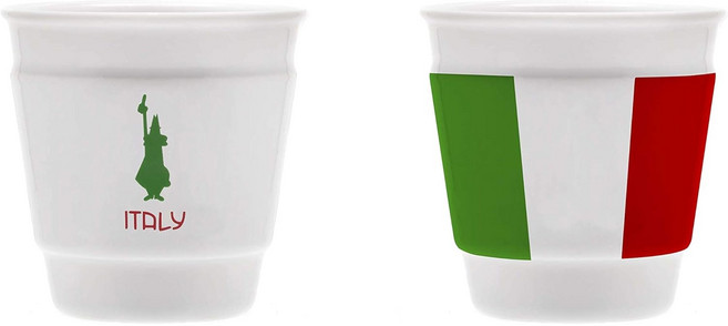 비알레티 도자기 머그컵 흰색 1개, 트리콜로레 샷잔