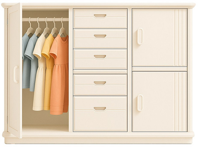 키들 아기 옷장 서랍장 행거, 화이트