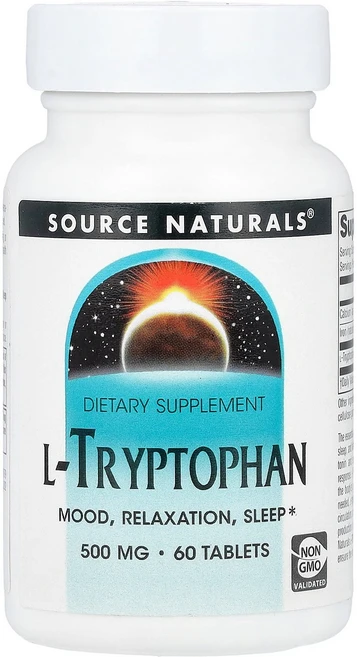 Source Naturals l-트립토판 500mg 60정(1정당 166mg) Naturals (소스 내추럴스), 60정, 1개 - 쿠팡