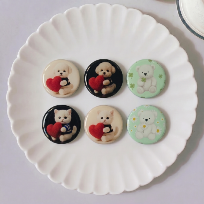 땡스스토리 큐티 애니멀 핸드폰 거치대 스마트톡, 1개, 강아지(블랙)