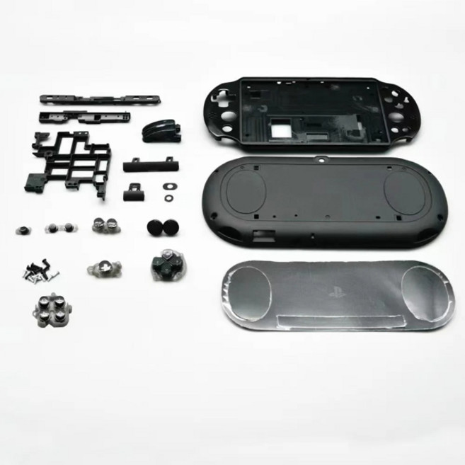 전체 하우징 쉘 커버 플라스틱 PSV2000 PSV 2000 전면 후면 페이스플레이트 케이스 PSVITA 2000 슬림용 버튼 키트 포함 신제품, [03] Black