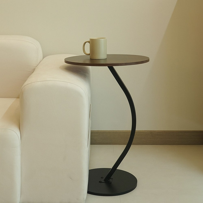 블렌드 C타입 라운드 사이드 테이블, 월넛