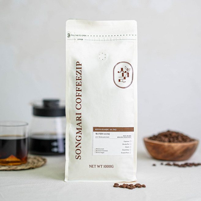 [당일로스팅]송마리커피집 산미없는 케냐 키암부 AA FAQ 원두커피, 1개, 1kg, 홀빈(분쇄안함)