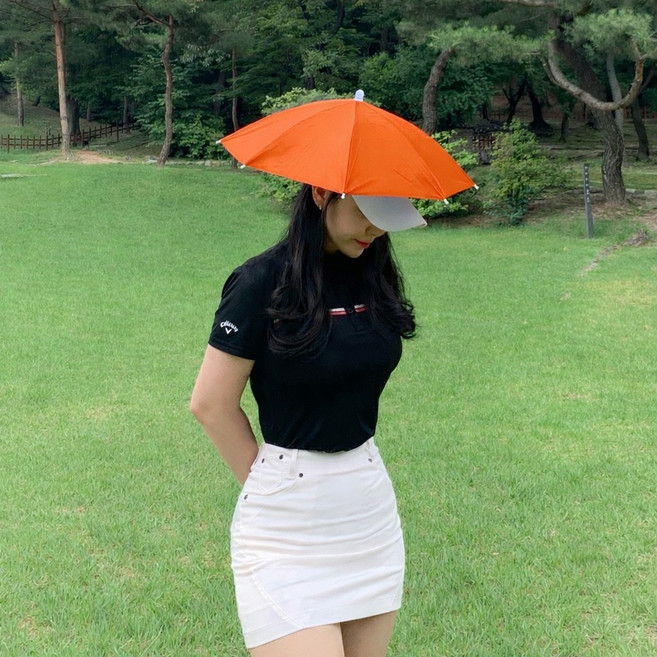 카리엘 머리에 쓰는 우산모자 uv차단 골프