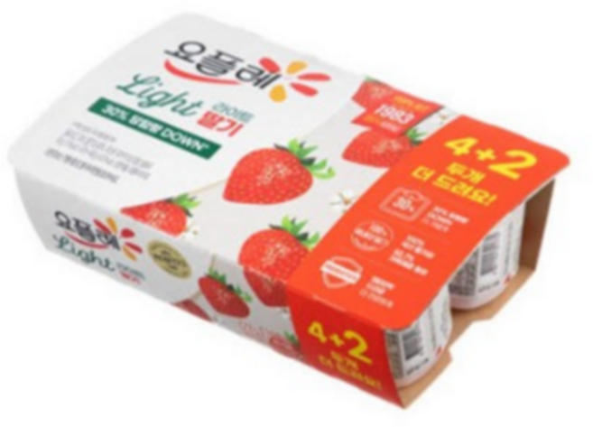 빙그레 요플레 딸기 라이트 요거트 유치원 어린이집 간식, 80g, 30개