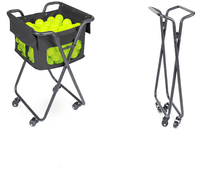 테니스 볼 바구니 공 박스 휴대용 바스켓 이동식 카트, 1개, 블랙