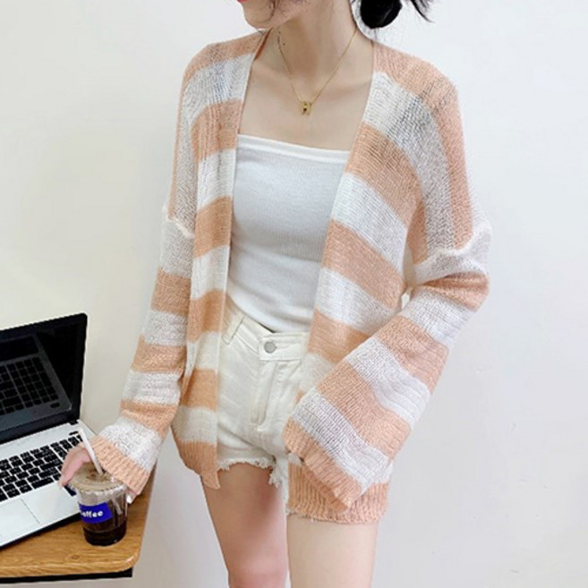 데일로엔 단가라 커버업 살탐방지 긴팔니트가디건