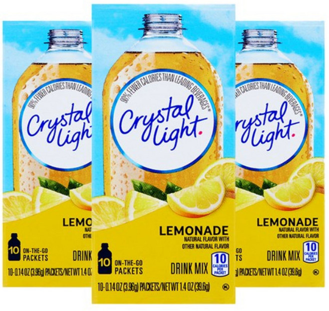 크리스탈라이트 레몬에이드 음료베이스 분말, 3.96g, 10개입, 3개