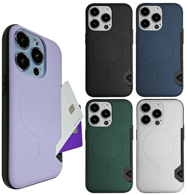 히웅히웅 아이폰12프로맥스 전용 2개카드수납 맥세이프 범퍼 무지컬러 휴대폰 케이스