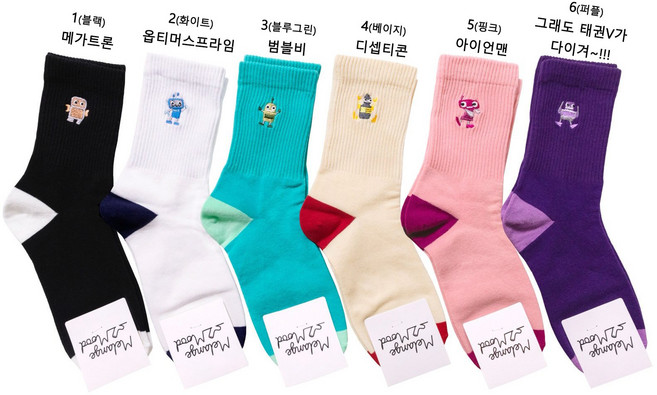 [당일발송] Ksox 로봇 캐릭터 패션 양말 국내산 케이싹 케이삭 Yoi and K Yoi&K