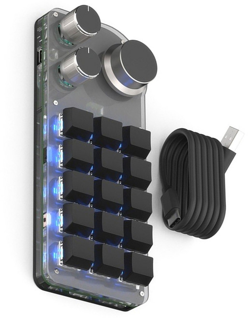 매크로 패드 RGB 프로그램 가능한 매크로 키보드 15 키 게임 기계 미니 키패드, 검은색