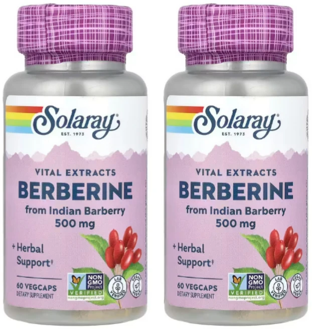 Solaray Berberine 인도 매자나무 추출물 500mg, 2통, 60정 - 쿠팡