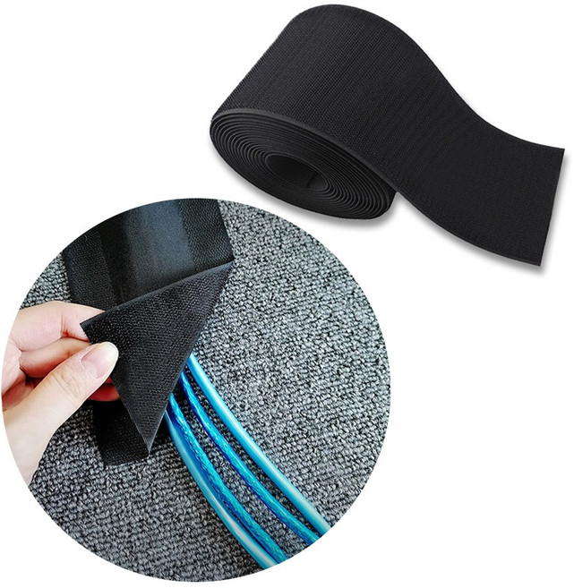 전선정리 벨크로 전선커버 케이블 보호커버, 블랙, 1개