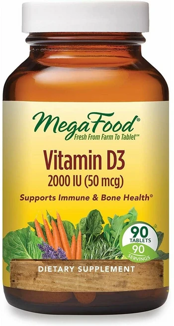 MegaFood Vitamin D3 메가푸드 비타민 D3 50mcg 90정, 1개 - 쿠팡