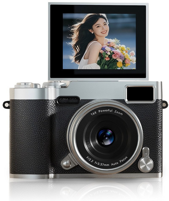 빈티지 디지털 카메라 180도 회전 화면 학생 캠퍼스 64GB 디카, ZD09-64GB(블랙))