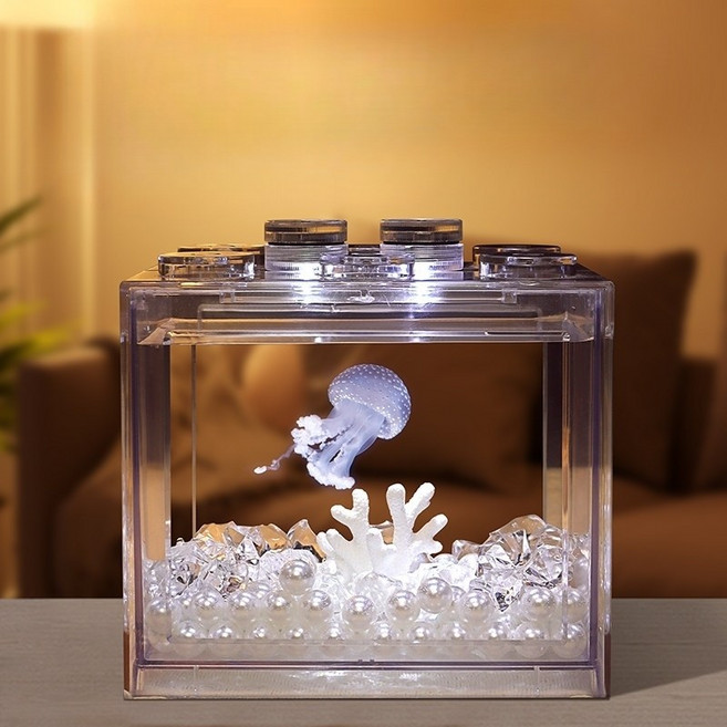 우파루파키우기 수조 해파리키우기 애완해파리 가정용 해수어, 중형 흰 모래 조개 세트