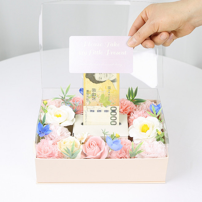 라라 비누꽃 반전 용돈박스, 샤벳핑크, 1개