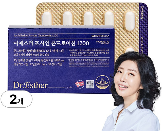 [본사직영] 여에스더 포사인 돼지유래 콘드로이친 1200 30일분 (최신 식약처 기능성 인정 & 국내 최초 포사인 콘드로이친), 2개, 60정