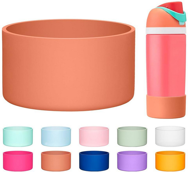 Diumepo Owala 473.2ml(16온스) 물병용 실리콘 부츠 미끄럼 방지 보호 슬리브 바닥 범퍼 프로텍터 아동용 및 FreeSip 물병 BPA 프리(아즈키 레드), Diumepo Owala 473.2ml(16온스) 물병