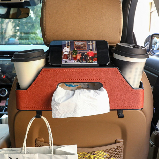 바니엘 차량용 뒷좌석 수납함 다용도 트레이, 카라멜브라운, 1세트