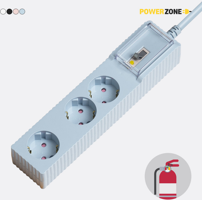 파워존 웨이브 자동소화 고용량 멀티탭3구 누전차단 50cm 1.5m 3m 5m 7m 에어컨 냉풍기, 1개, 자동소화+과부하차단+누전차단 3구 5m 블루