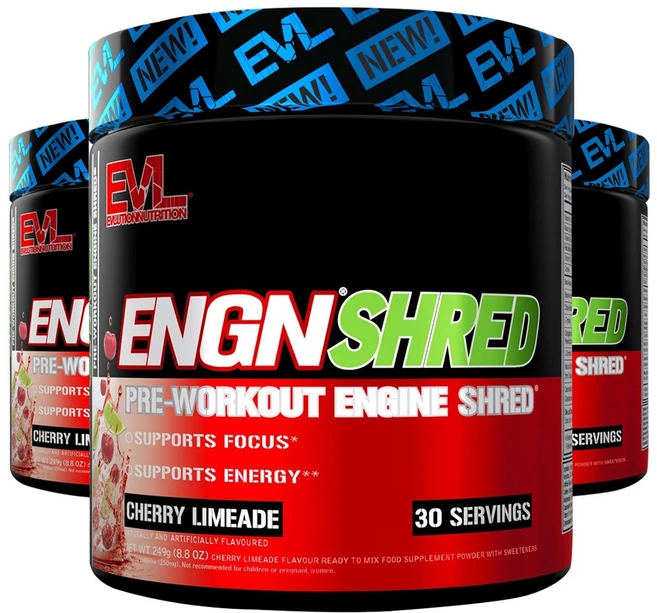 EVLUTIONNUTRITION ENGN 슈레드 프리-워크아웃 엔진 체리 라임에이드 맛, 3개, 249g - 쿠팡