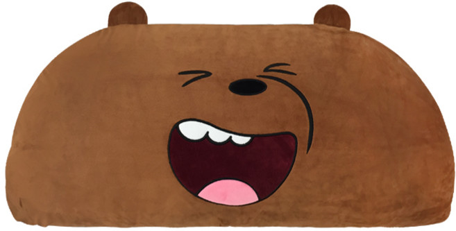 위베어베어스 극세사 자수 그리즐리 퍼니 반달대쿠션 100x50cm 솜포함 등받이 허리 쇼파 발 침대, 단품