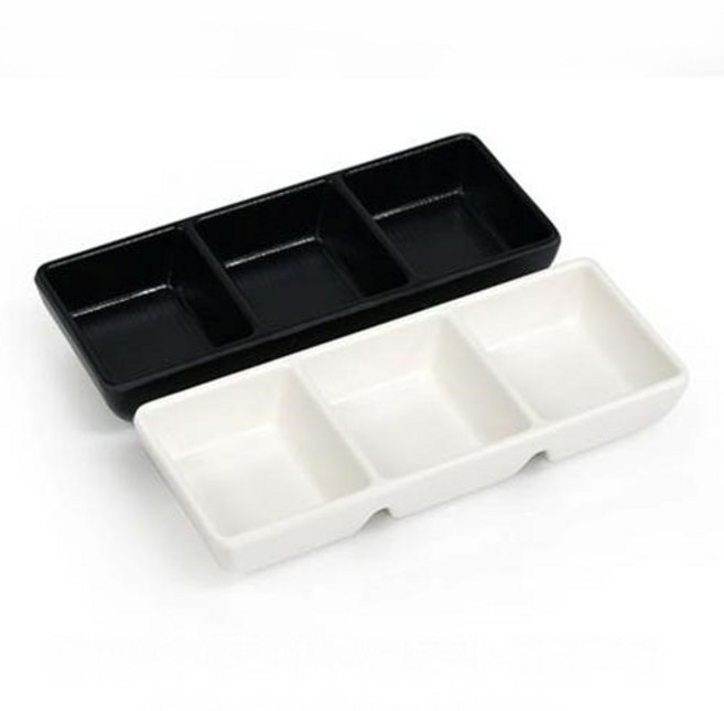 국산 미니종지 멜라민 나눔종지 2칸 3칸 4칸 업소용 나눔 소스종지, 3절, 1개, 화이트